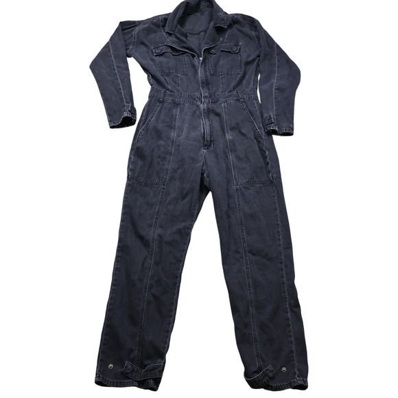 Good American Jumpsuit 6 Black Denim Utility Flight Suit Boiler Coverall Long - Picture 1 of 15